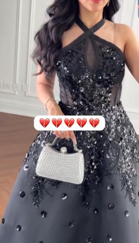 فستان سهرة طويل خرز