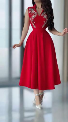 فستان احمر باربي تطريز يدوي