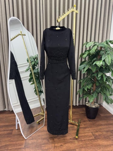 فستان سهره ماسك اسود تطريز يدوي