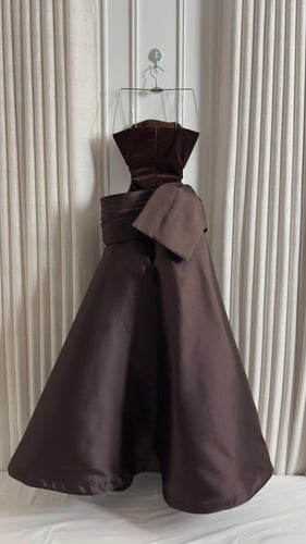 فستان سهره جوخ ميكادو فيونكا بالون البني الداكن