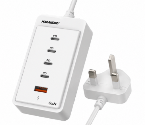 منصة شحن مكتبية GaN بقدرة 65 واط مع 5 منافذ USB للشحن السريع