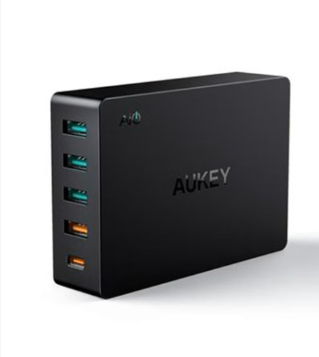شاحن مكتبي AUKEY Maxima Multi 63W بخمسة منافذ PD للشحن السريع