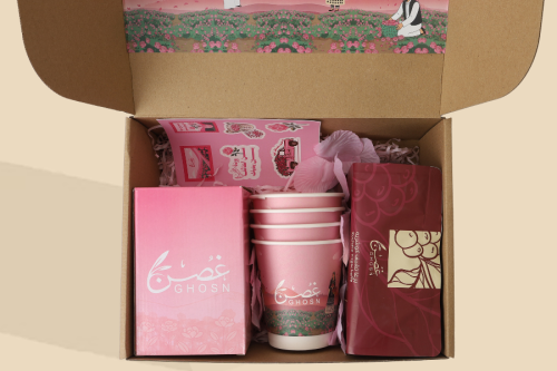 Pink Rose Branch Package - Coffee gift with pink thermal mug and specialty coffee