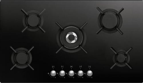 سطح 90سم زجاج 5عيون غاز شبك ثقيل اشعال ذاتي ايطالي