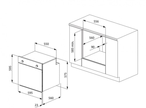 فرن طبخ كهربائي 60 سم بـ4 وظائف سعة 65 لتر O66E4MP