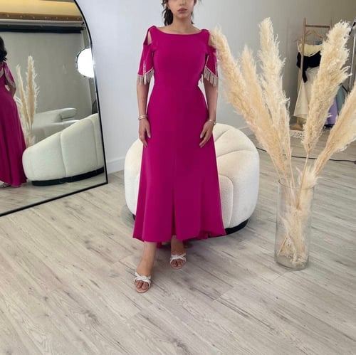 Fuchsia dress decorated with crystals