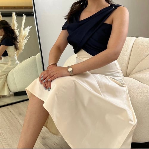Beige satin dress