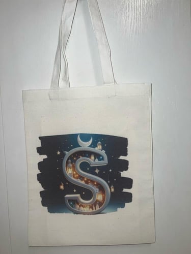 كيس قماشي بطباعة حروف بتصميم رمضاني