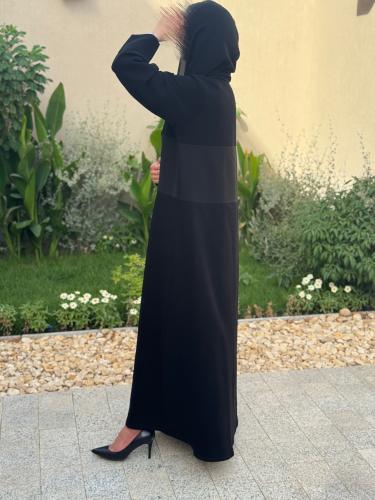 عباية بليزر من قماش السيراميك الاسود الفاخر