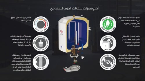 سخان ماء كهربائي 50 لتر أفقي خزف سعودي