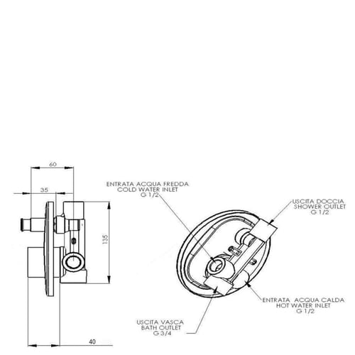 خلاط دش أسود إيطالي بتصميم دائري فاخر 1001