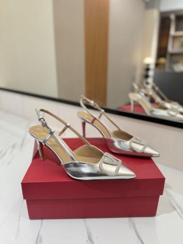 Valentino V logo Heel Silver