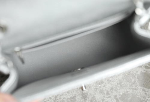 Chanel Flap Silver Caviar Leather