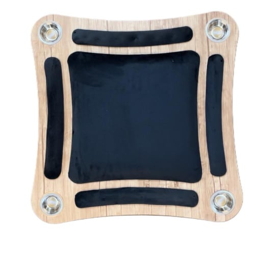 طاولة بلوت خشبي منحني + جرس + جكارو هدية