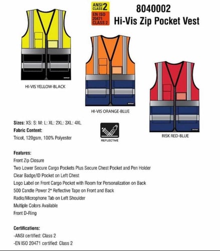 سترة CAT-HI-VIS ذات الجيوب السحابية