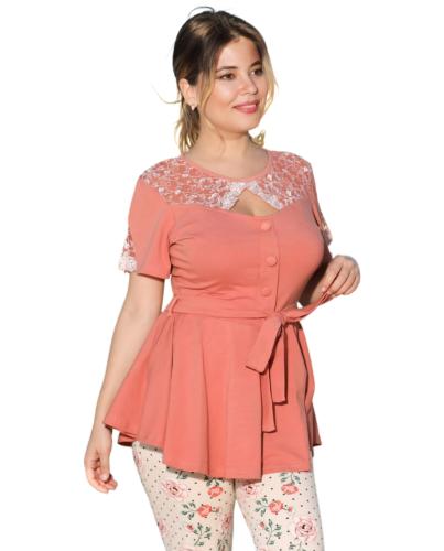 بيجامة قطن عصرية مع ربطة خصر أنيقة وجذابة من تالا-...