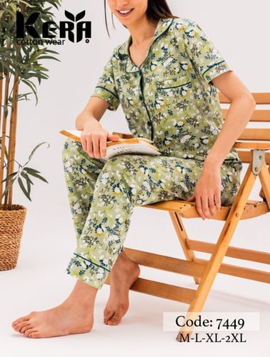 كيرا طقم بجامة نسائية قطعتين باللون النعناعي مريحة...
