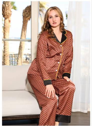 بيجامة ستان نسائي طوبي - هدية فاخرة