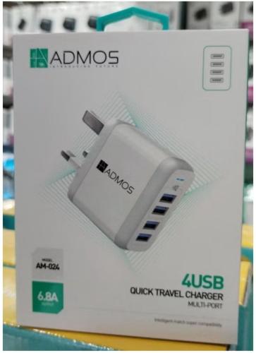 شاحن جداري 4 منافذ USB أبيض النوع ادموس