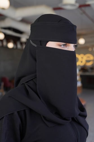 نقاب وسط بخيط مائل