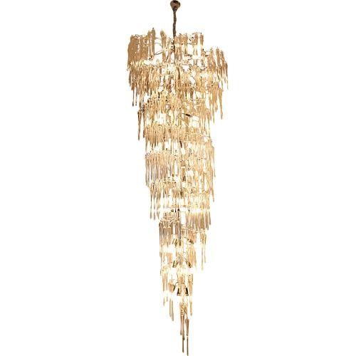 نجف مودرن قطعتين 1000*3000 ذهبي+شفاف E14*36L