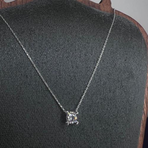 سلسلة فضة عيار 925 مع تعليقة فصة مرصعة بالزركون الابيض