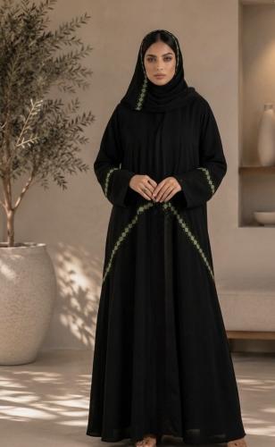 عباية حراير الخامه حرير مخلوط لنن تطريز يدوي بلون...