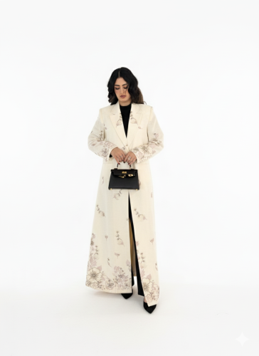 Thara'a abaya, blazer with lining, embroidered lin...