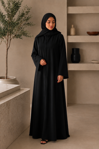عباية عمل خامه كريب قصة مستقيمه نفس الصوره مع طقطق من الأمام