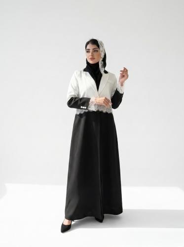 Swar abaya .. linen fabric blazer padded and embro...