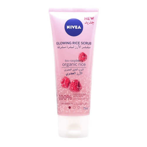 Rice scrub for radiant skin with raspberry and org...