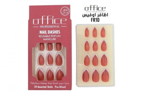 اظافر اوفيس لامعة بحواف بيضاء ذاتية اللصق RF10