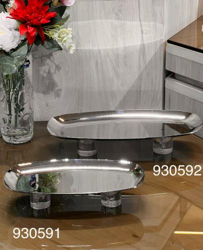 طقم صواني تقديم فخمة بقواعد أكريليك للمسة فضية عصر...