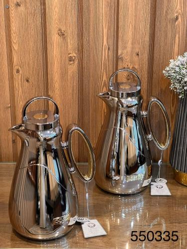 طقم ترامس قهوة وشاي فخمة سعة 1 لتر زجاج وردي