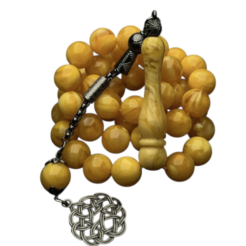 سبحة بكلايت اصفر معرق ستيل