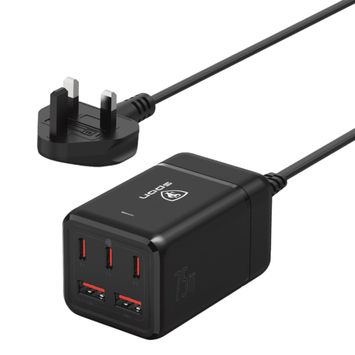 شاحن جداري ب ثلاث منافذ تايب سي و منفذين يو اس بي