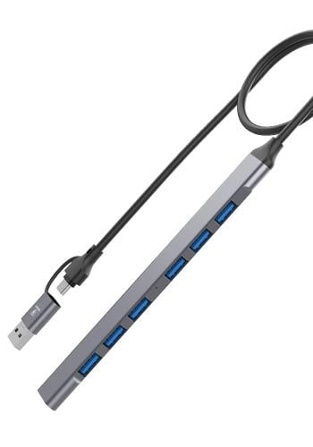 محول USB-C و USB 3.0 إلى 7 منافذ USB