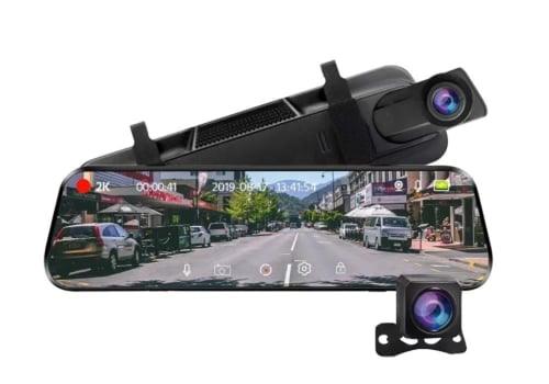 كاميرا سيارة أمامية وخلفية 2K مدمجة في المراية – د...
