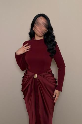 فستان سهره خمري بقصه خصر أنيقه