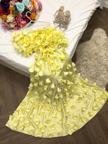 فستان اصفر سهرة ورود