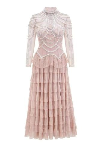 فستان نسائي فاخر من التل المطرز