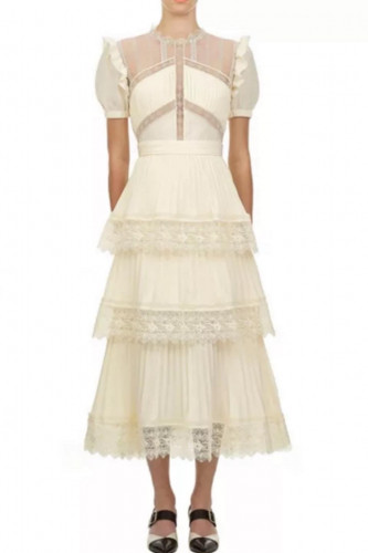 فستان سكري مكسر مدمج بدانتيل