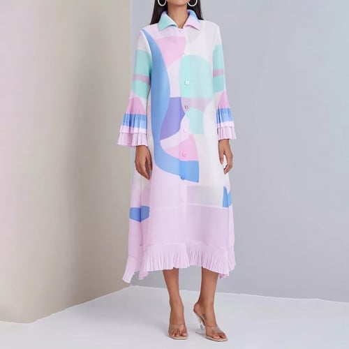 فستان أنيق من البليسية بألوان زاهيه