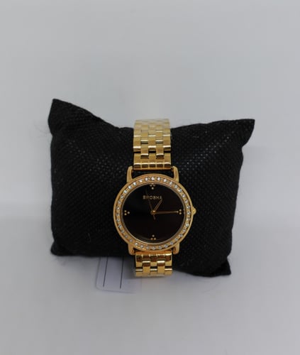 ساعه بروش مع زركون ضدالماء ضمان سنتين