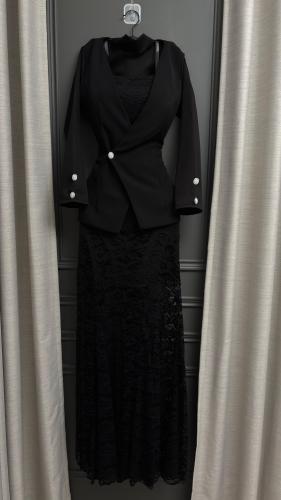 فستان سهرة تول مشجر استرتش