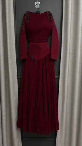 فستان سهرة تول مشجر استرتش