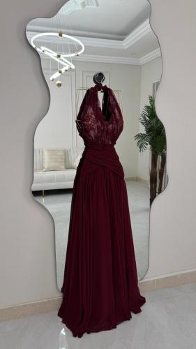 فستان شيفون وكلفه خرز