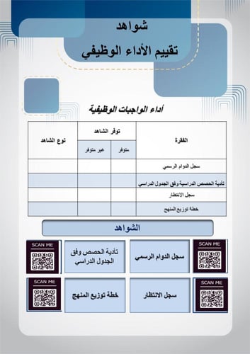 سجل توثيق شواهد أداء الوظيفي للمعلم