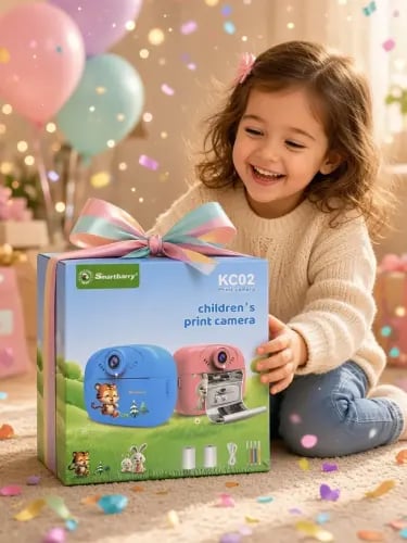 كاميرا الطباعة الفورية للأطفال Smartbarry KC02 – كاميرا رقمية مع طابعة حرارية مدمجة