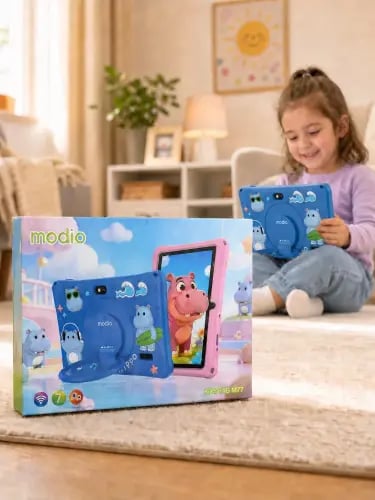 تابلت الأطفال Modio Kids Tab M77 - شاشة 7 بوصة بحافظة كرتونية جميلة